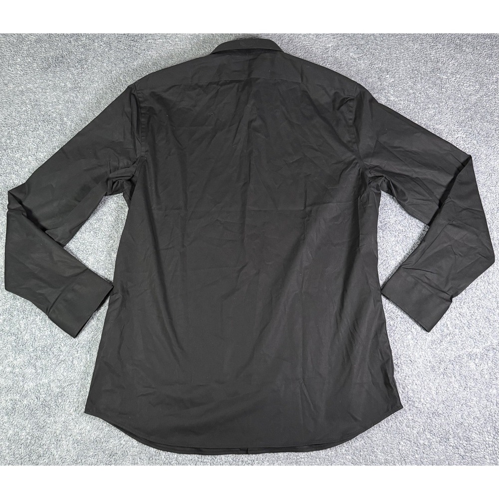 Banana Republic Men's Large Slim-Fit Wrinkle-Resistant Dress Shirt Black Stretch - Picture 3 of 9